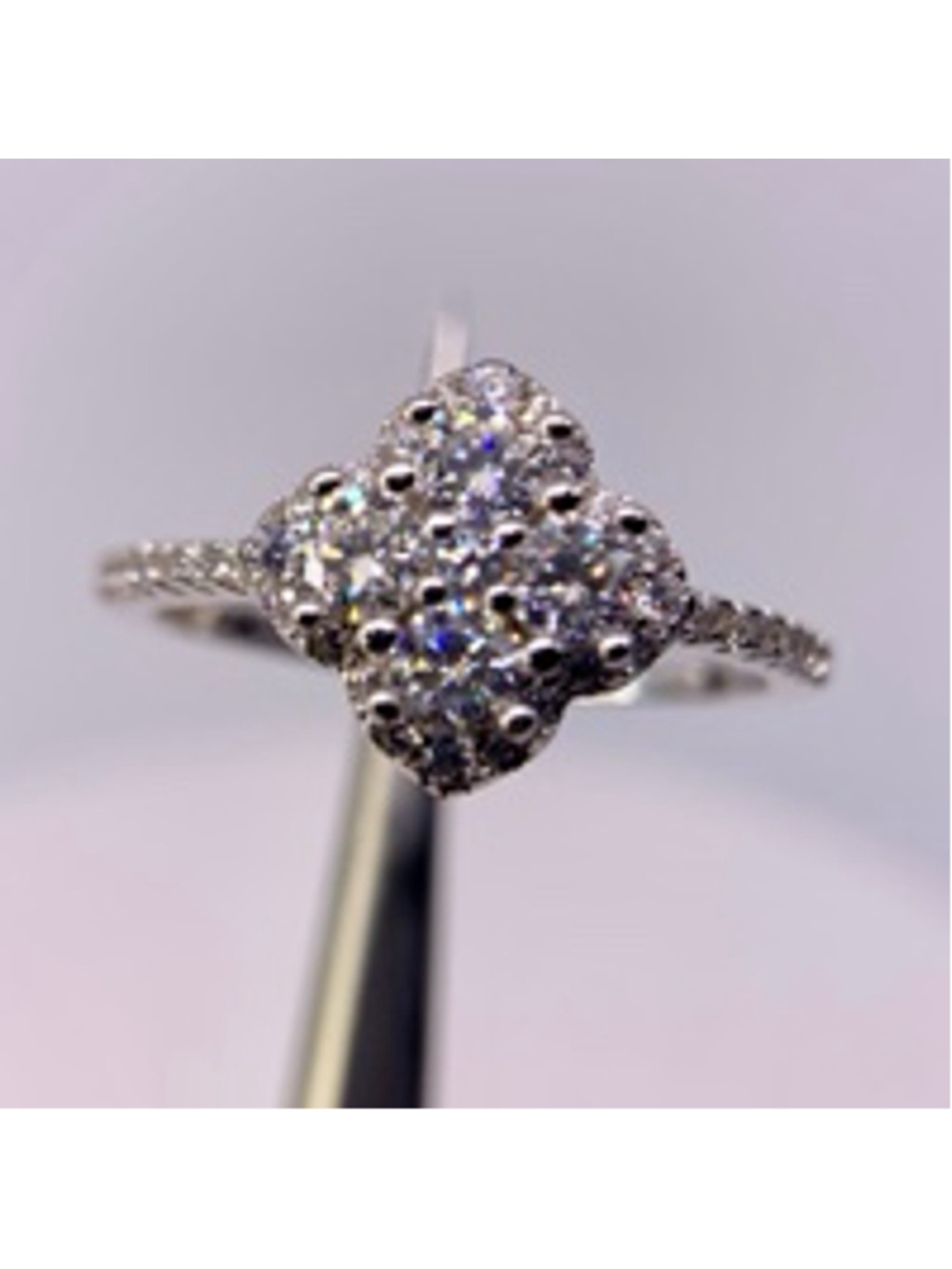 Clover Moissanite Ring 925 Silver GRA Certified 0.4 Ct Flower Ring